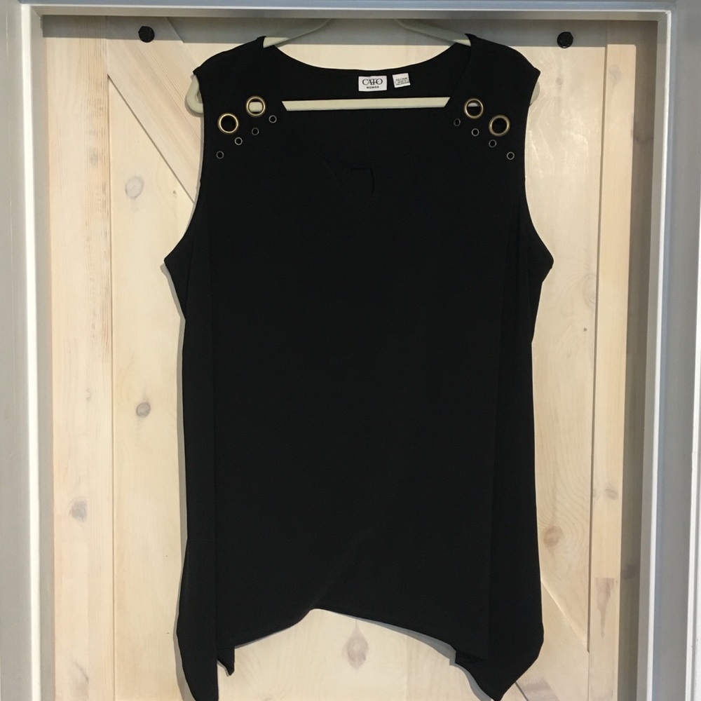 Cato Black Sleeveless Eyelet Top